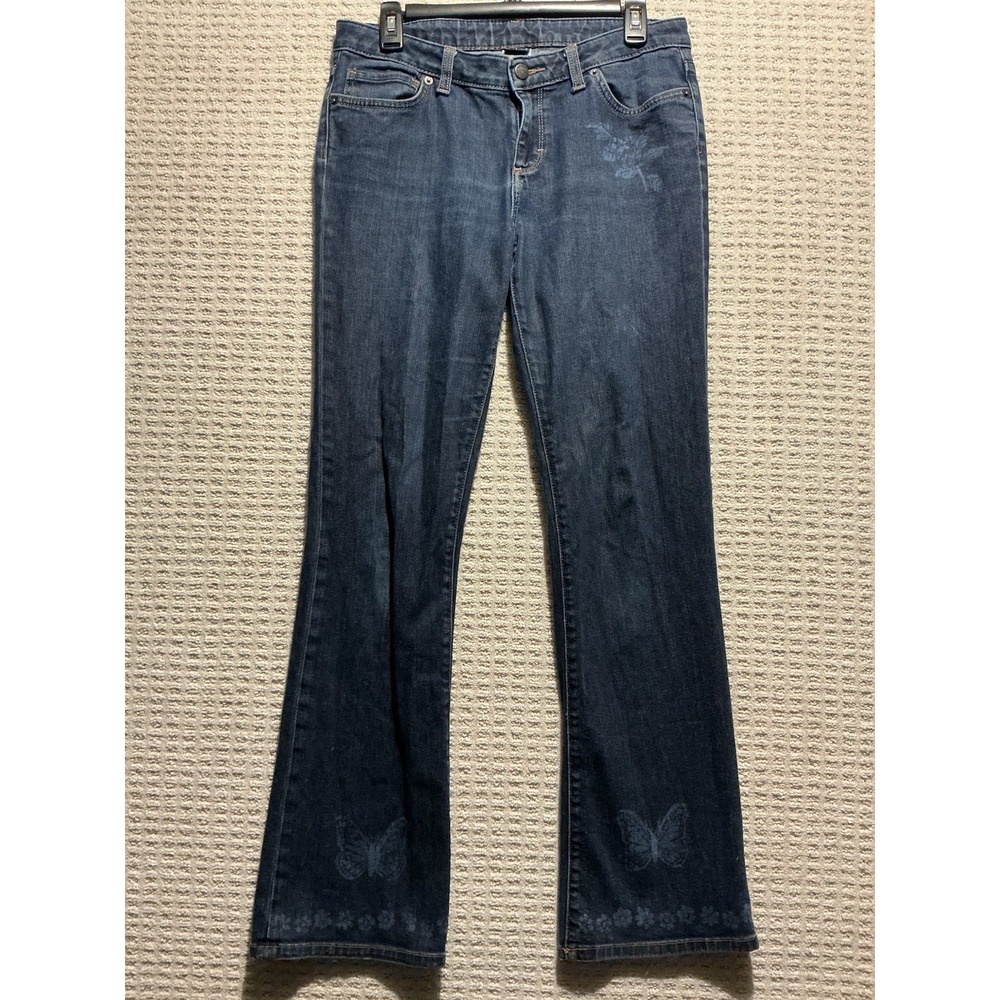 Patagonia Low Rise Boot Cut Flare Jeans We,on 29 Butterfly Roses 30x31 Oraganic